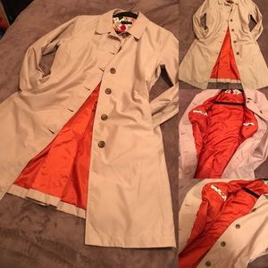 Lands End Beautiful Tan and Orange Trench Coat